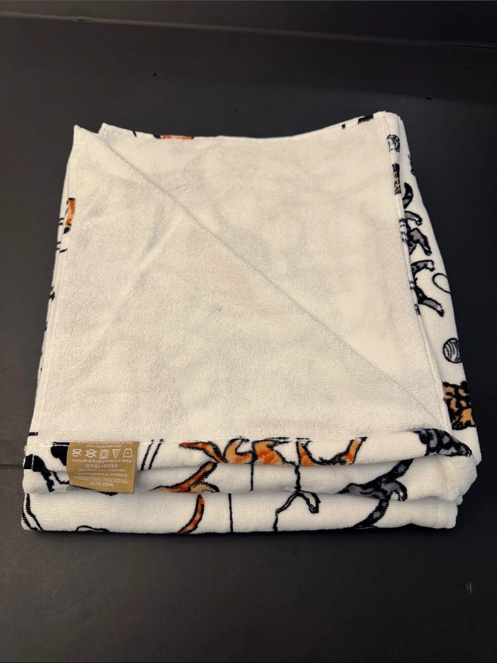 10pc DEBORAH CONNOLLY Cat Print Bath Towel Set - White/Black
